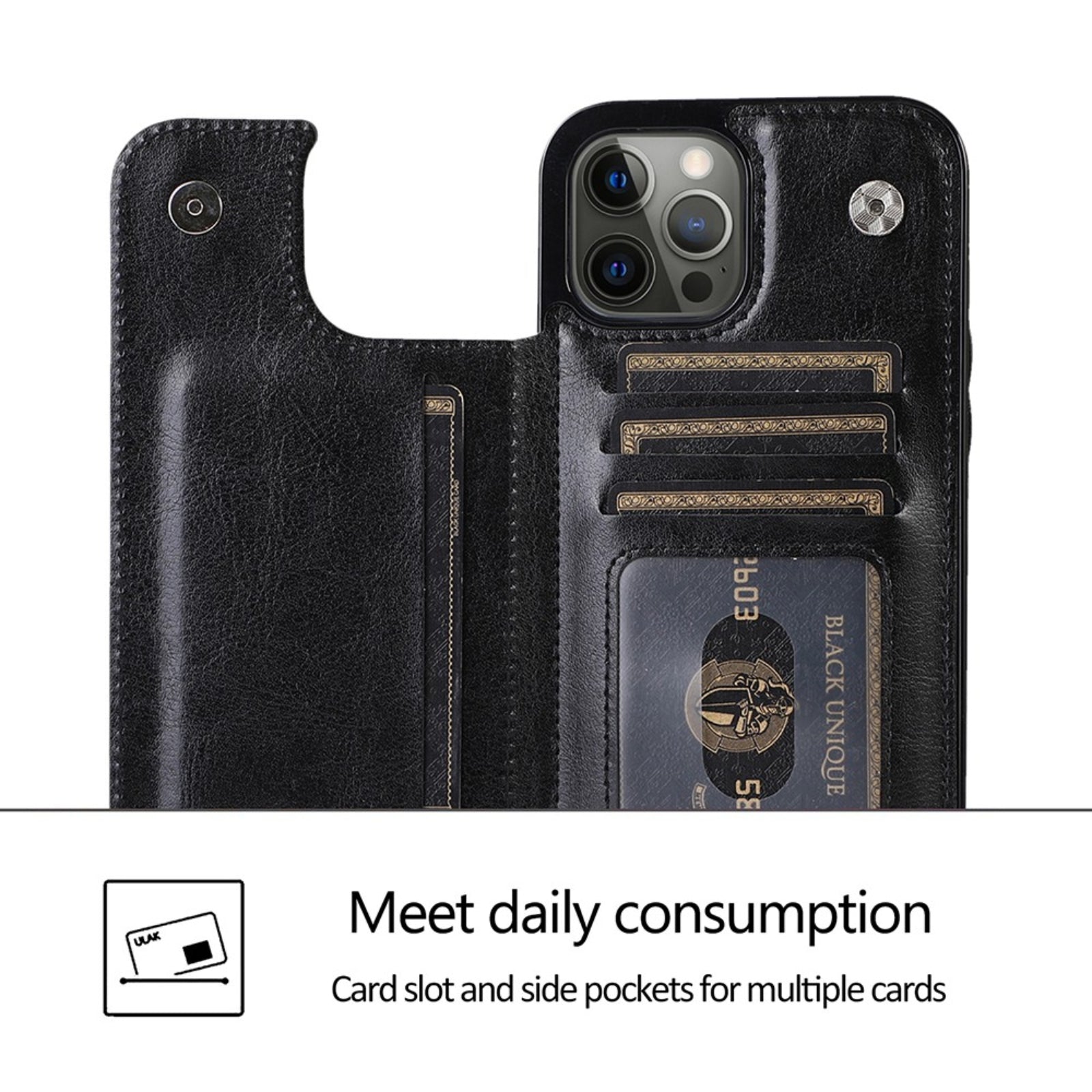Back Flip Leather Wallet Cover Case For Iphone 14 Pro Max