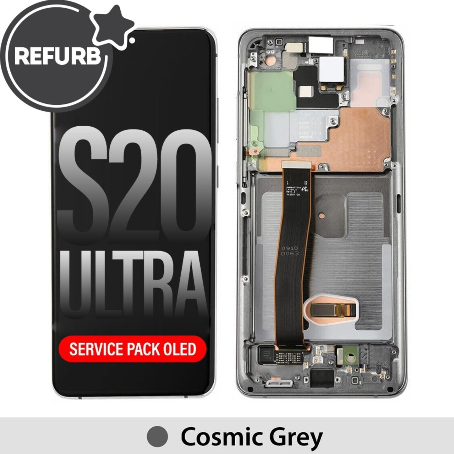 REFURB OLED Screen Replacement For Samsung Galaxy S20 Ultra G988B-Cosmic Black