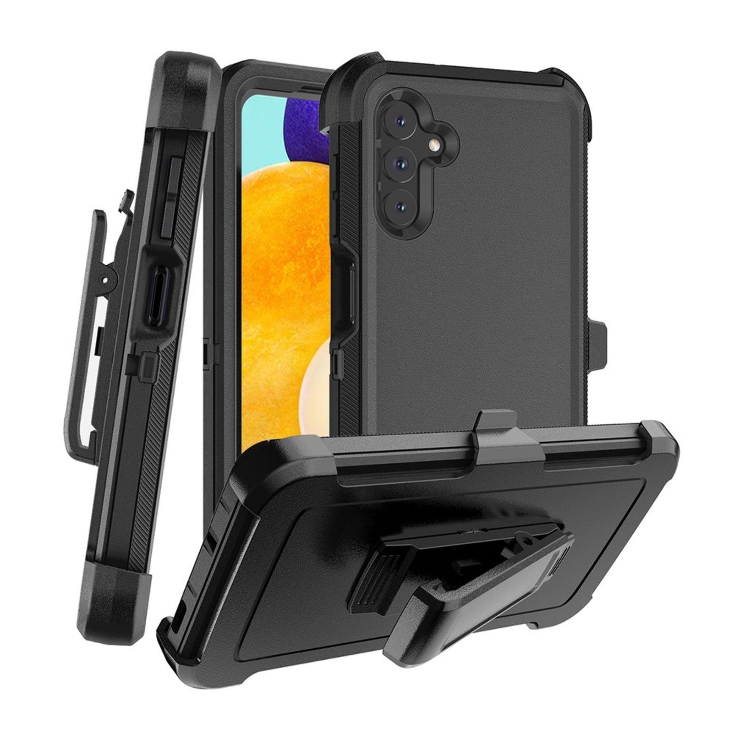 Shockproof Robot Armor Hard Plastic Case with Belt Clip for Samsung Galaxy A25 5G-Black - MyMobile