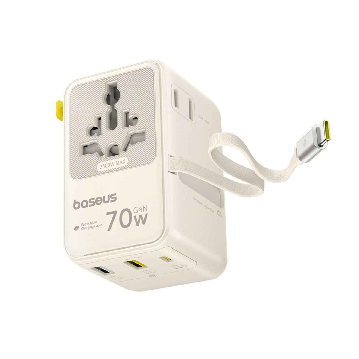 Baseus EnerCore CG11 Universal Travel Adapter with Retractable Cable 2AC+2U+2C 70W Off