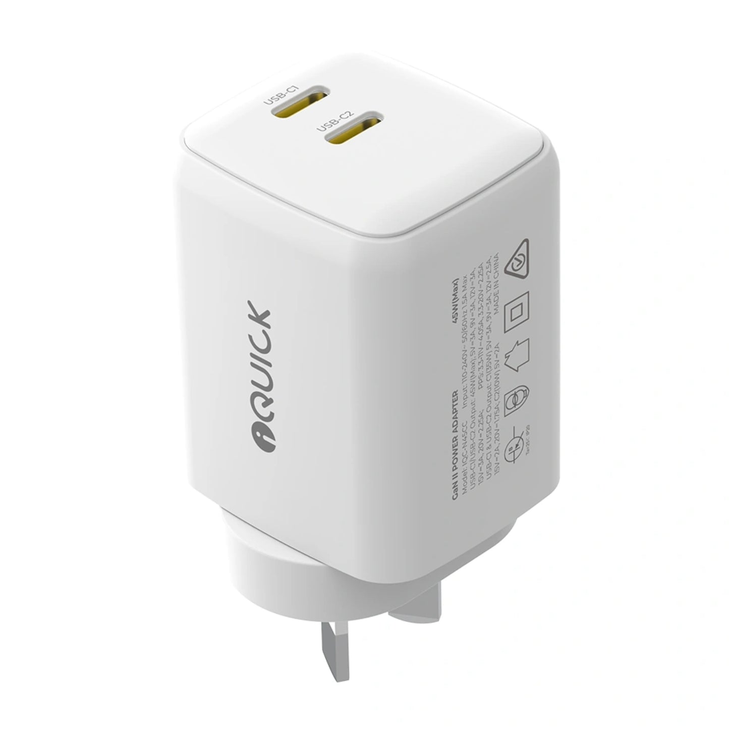 iQuick NANO ENERGY 2 45W PD3.0 Dual USB-C Ports Charging Adapter