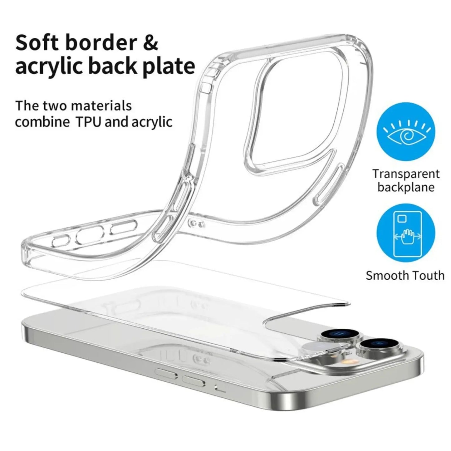 High Quality Acrylic + TPU Hybrid Magsafe Case for iPhone 15 Plus