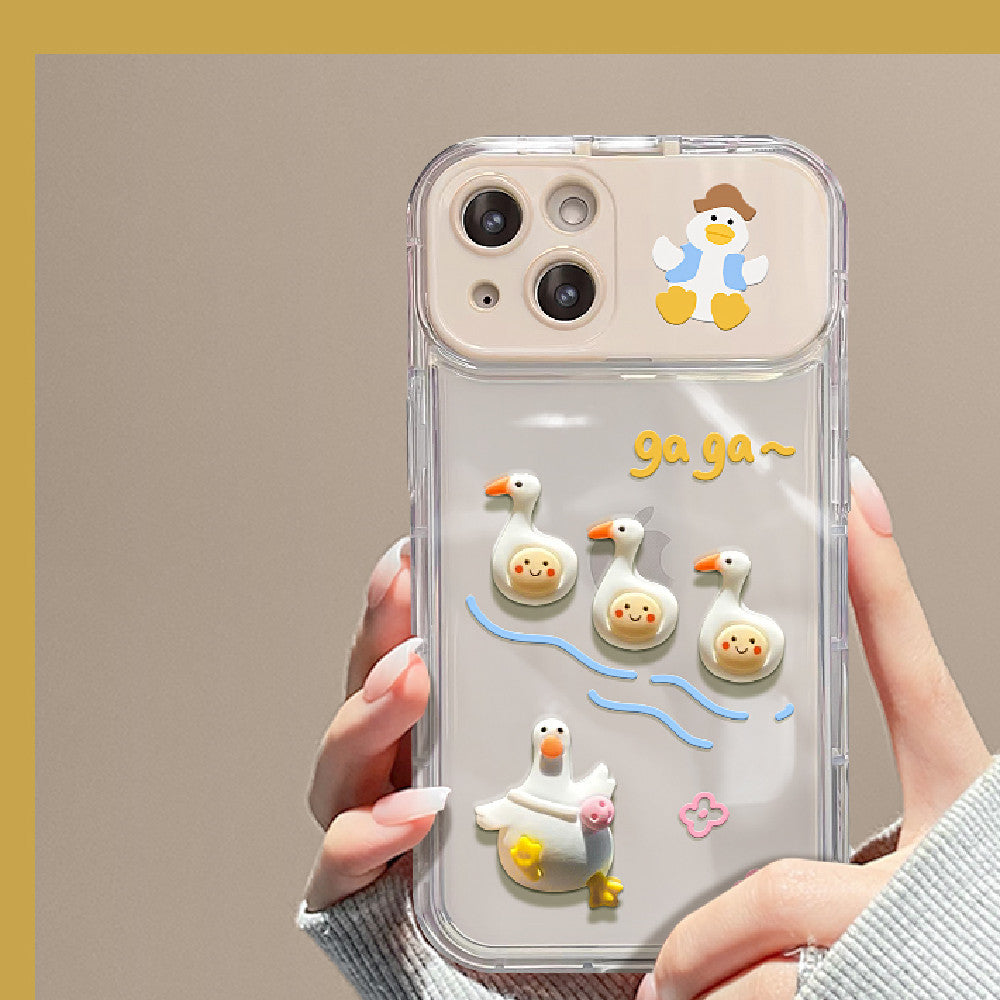 Duck Flip Mirror Mobile Phone Case For iPhone 14