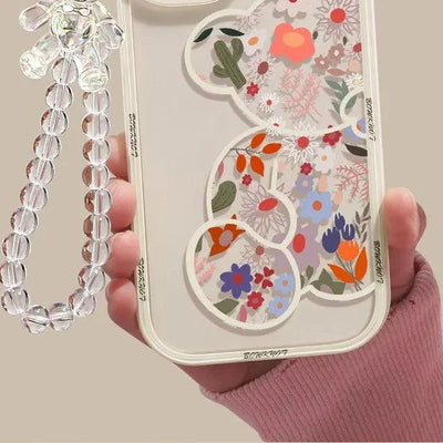 Flower Tide Transparent Pendant Bear Phone Case Online Only