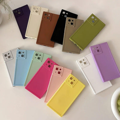 Simple Solid Color Square Phone Case New Niche Online Only