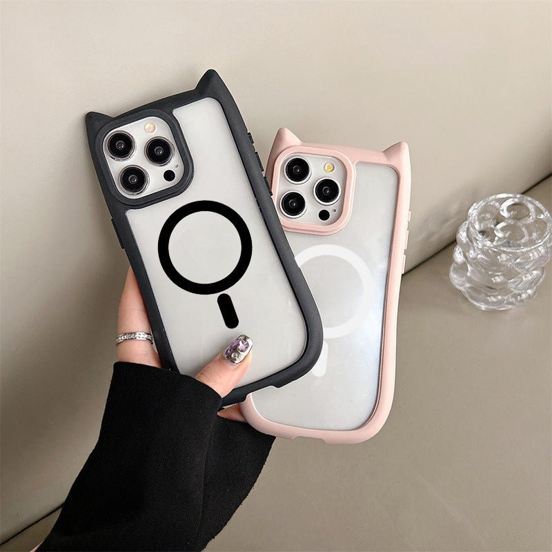 3D Cat Ear Acrylic Magnetic Phone Case For iPhone 16 - MyMobile