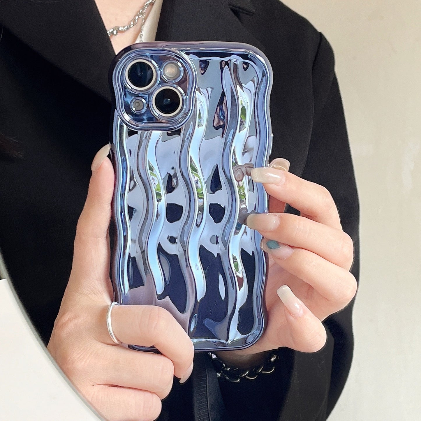 Electroplating Water Ripple Suitable Phone Case Solid Color For iPhone 16