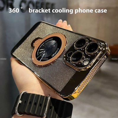 Rotary Magnetic Adhesive Bracket Electroplating Heat Dissipation Suitable For 15 Phone Case Online Only