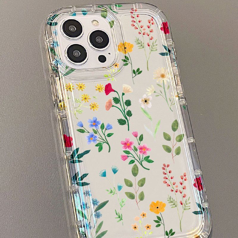 Floral Transparent All-inclusive Space Phone Case For iPhone 15