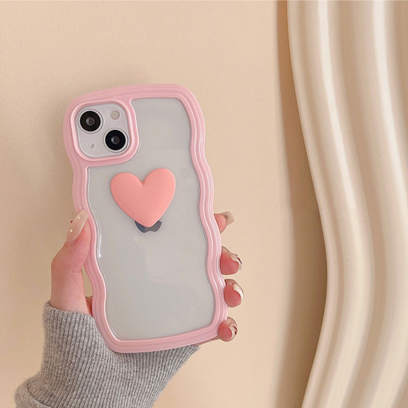 Love Wave Border Phone Case Transparent 3D For iPhone 14