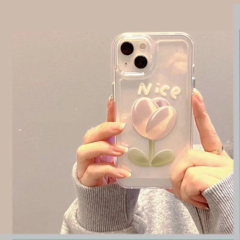 Three-dimensional Flower Transparent Simple Mobile Phone Case - MyMobile