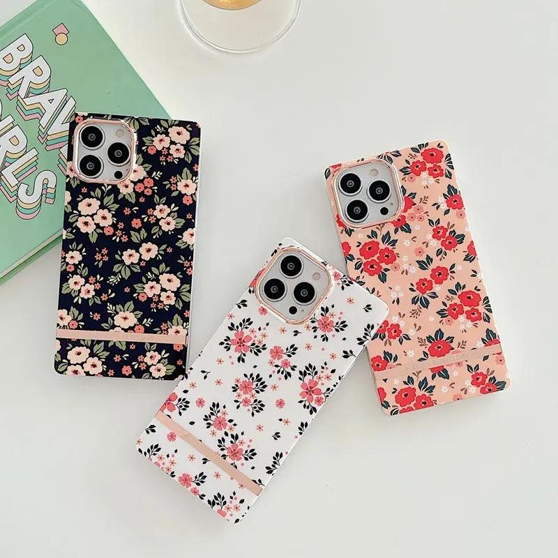 Ins Wind Small Floral Mobile Phone Case Square Protective - MyMobile