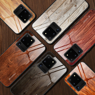 Wood grain tempered glass phone case For Samsung Galaxy Note 10