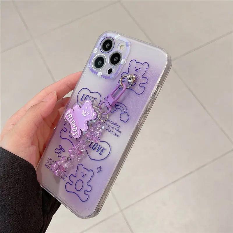 Cute Purple Transparent Bear Suitable Mobile Phone Case Online Only