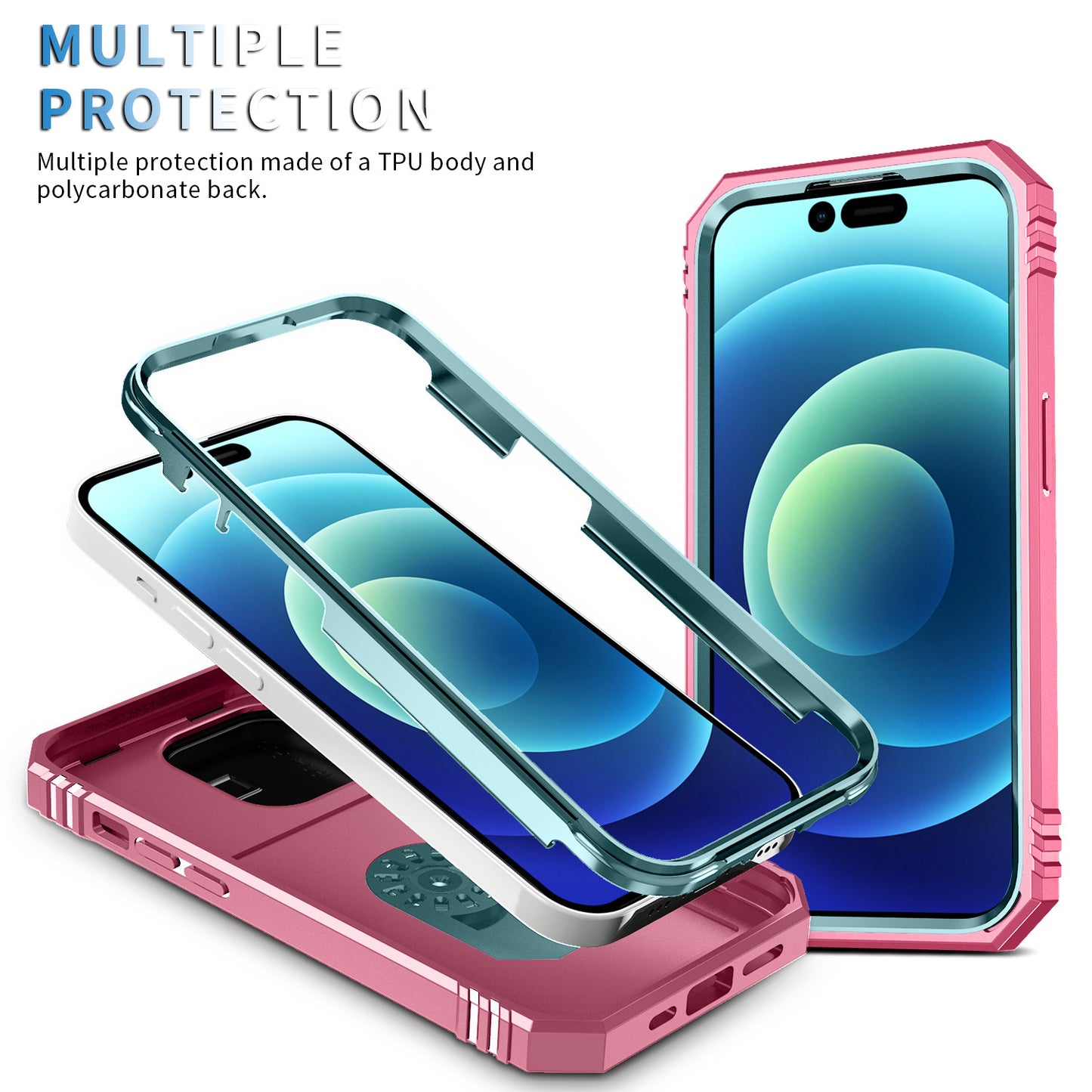 Fashion Simple Push Window Three In One Phone Case For iPhone 14