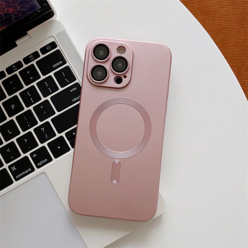 Magnetic Suction With Lens Film Electroplating Mobile Phone Case For iPhone 16