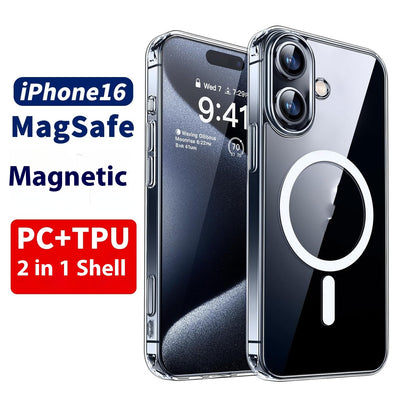 Magnetic Transparent Wireless Phone Case For iPhone 16