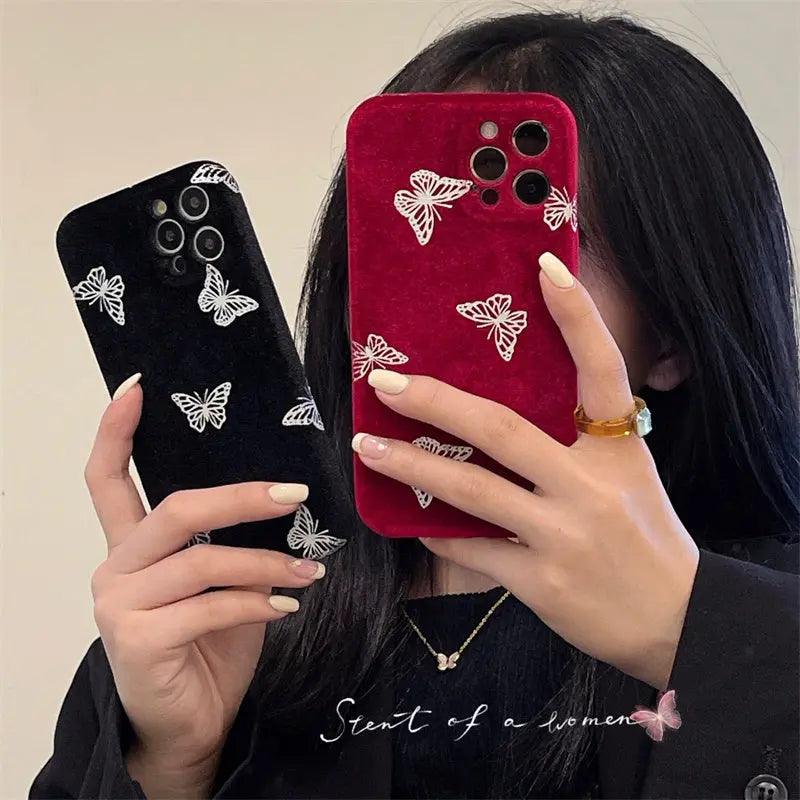 Plush New Dark Butterfly Phone Case Drop Resistant - MyMobile