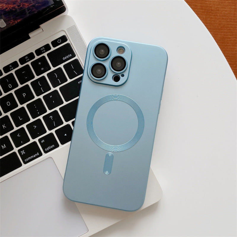 Magnetic Suction With Lens Film Electroplating Mobile Phone Case For iPhone 16