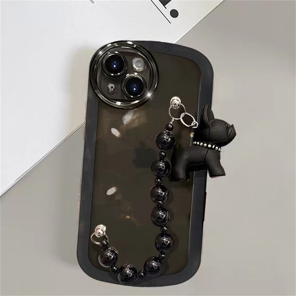 Transparent Black Dog Bracelet Phone Case For iPhone 14