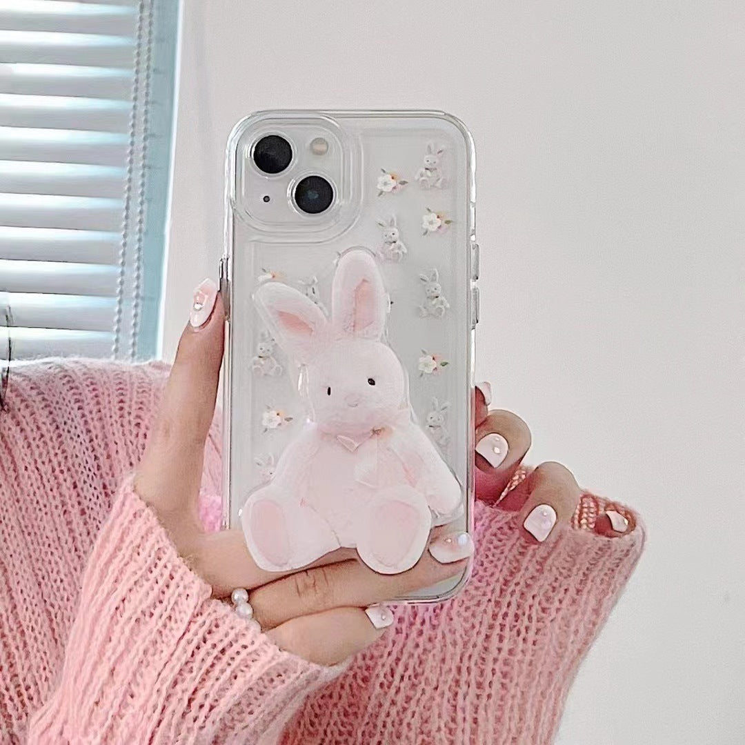 Cute Rabbit Bracket Mobile Phone Case For iPhone 14