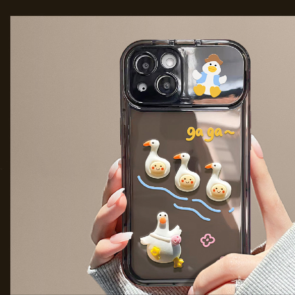 Duck Flip Mirror Mobile Phone Case For iPhone 14