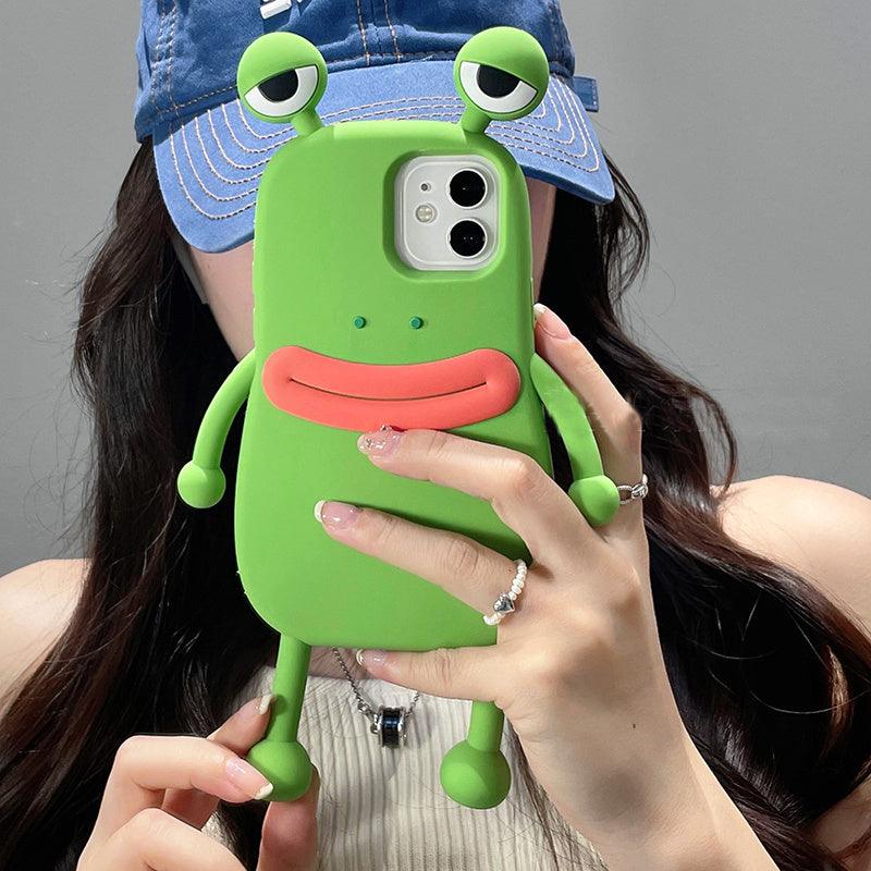 Funny Silicone 3D Frog Phone Case For IPhone 14 13 Cartoon Cute Shockproof Bumper Cover - MyMobile