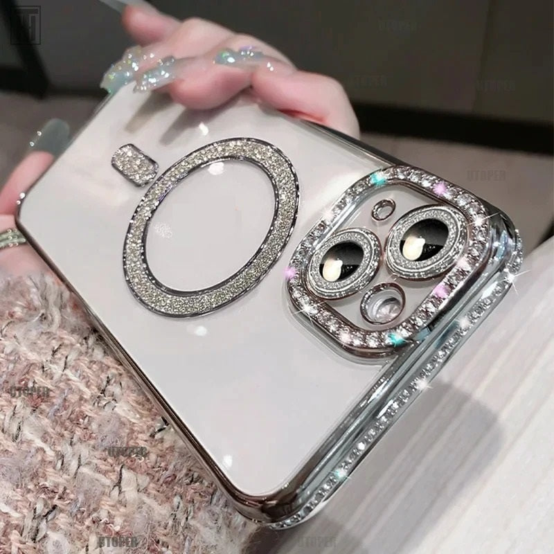 All-inclusive Rhinestone Magnetic Phone Case For iPhone 16