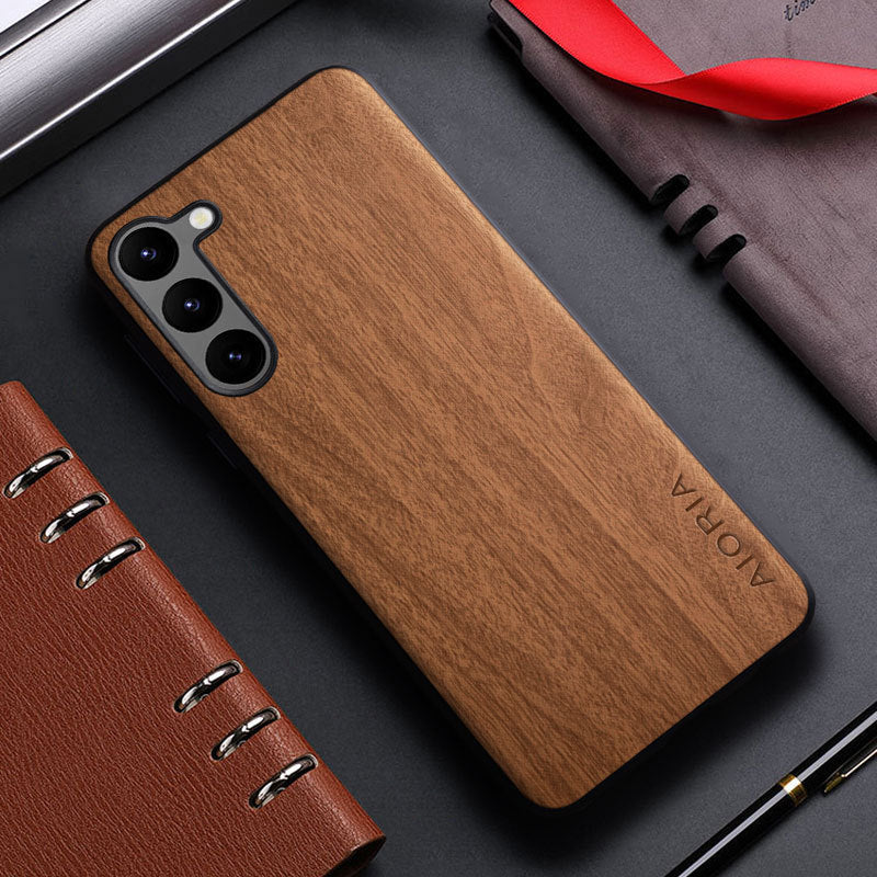 Applicable To Plus Simple Interlaced Wood Grain Phone Case For Samsung Galaxy S24