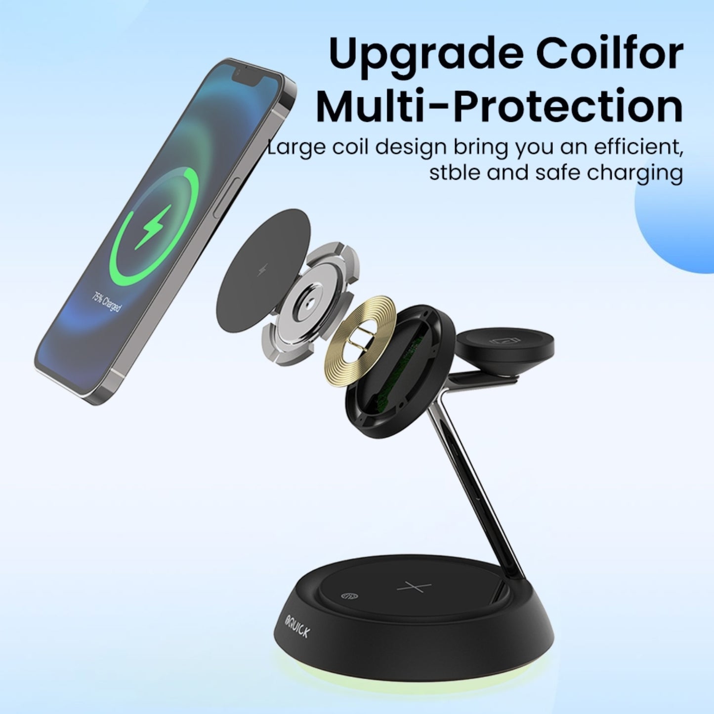 iQuick Twig 2 Multi Functions Wireless Charger With LED Ambient Light (Compatible with Apple Watch)