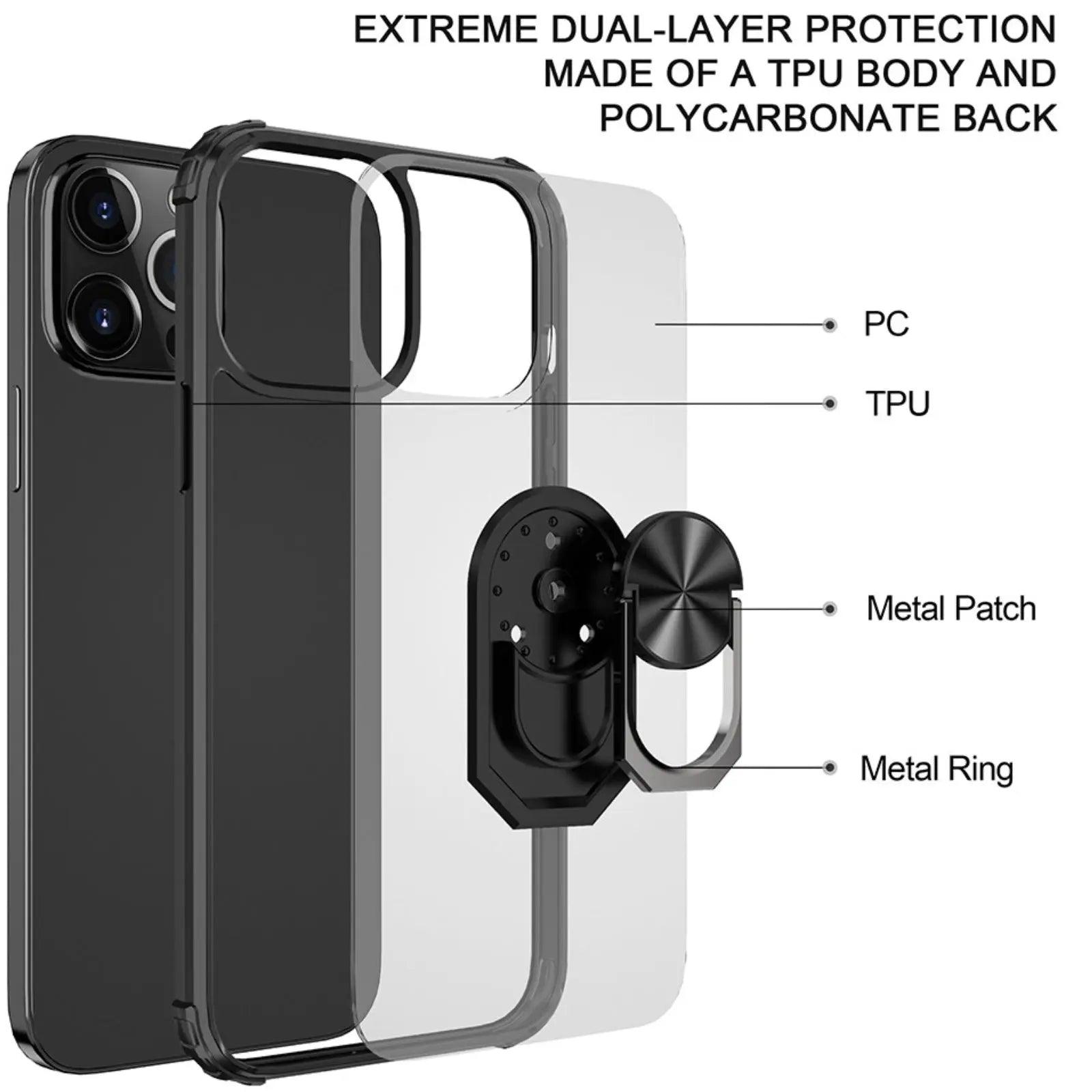 Ring Holder Military Shockproof Car Magnetic Case For Iphone 14 Pro