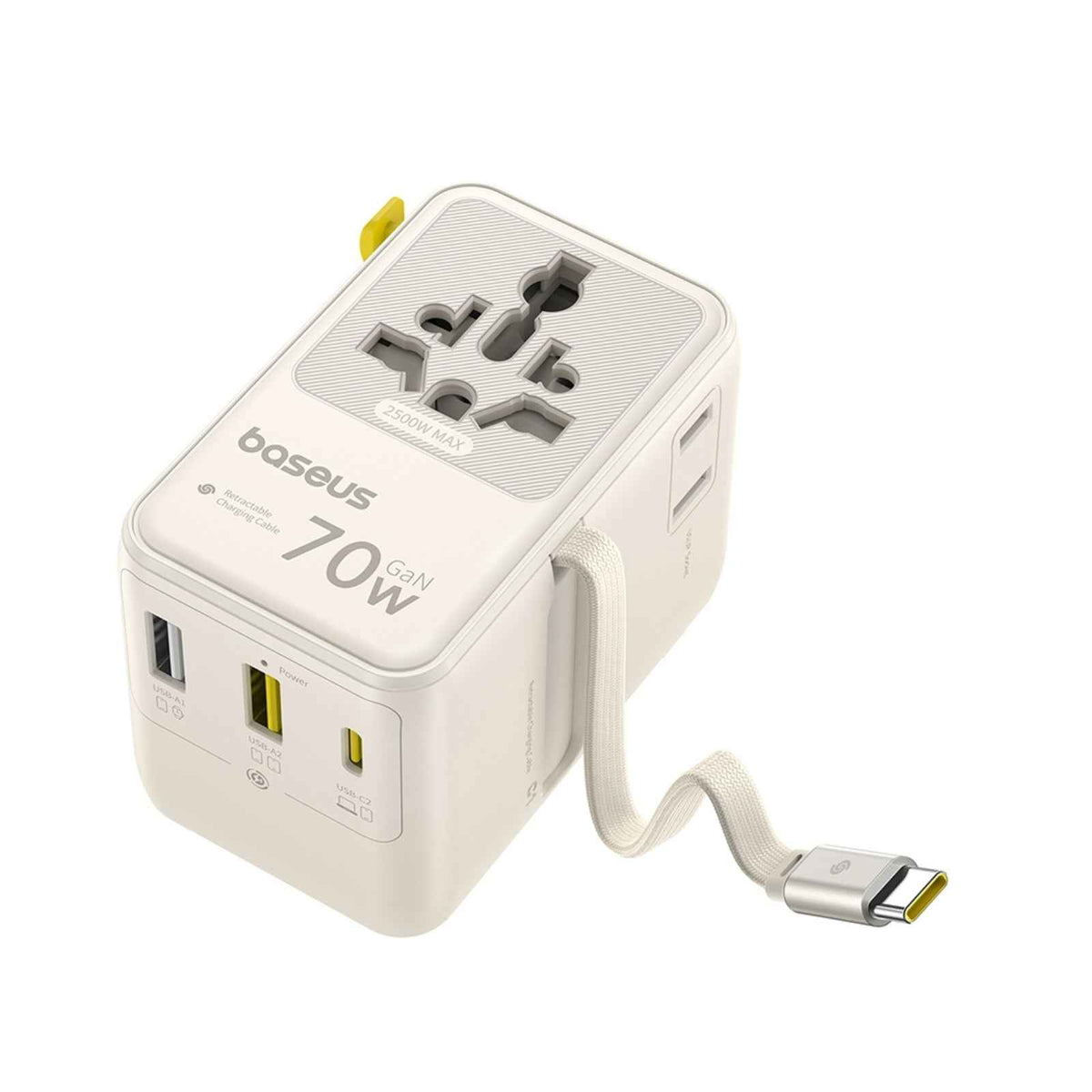 Baseus EnerCore CG11 Universal Travel Adapter with Retractable Cable 2AC+2U+2C 70W Off