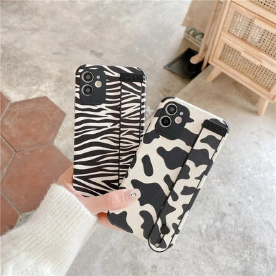 Cow Pattern Wrist Strap Soft Phone Case Online Only