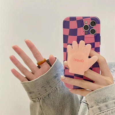 Purple Checkerboard Pattern Mobile Phone Case Online Only