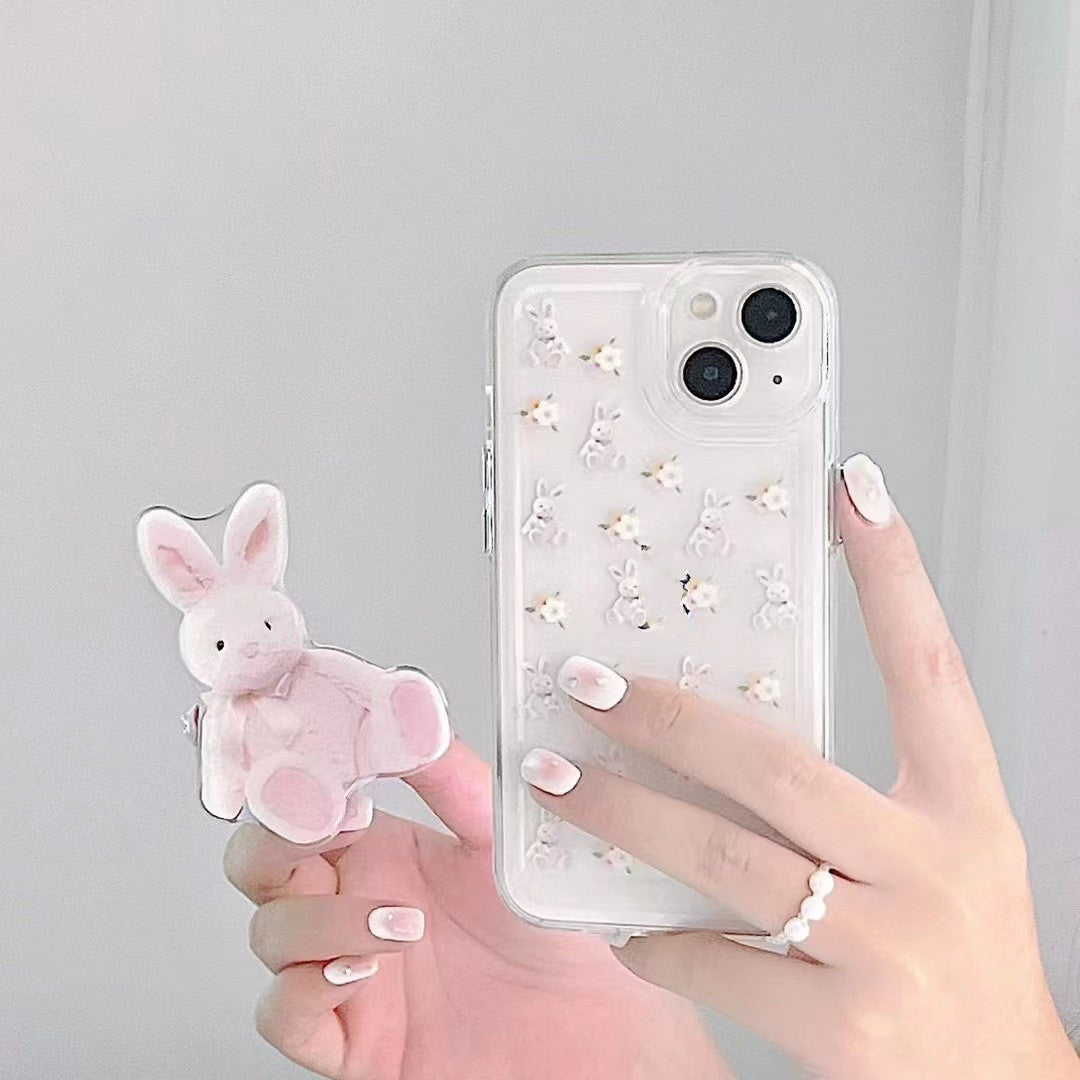 Cute Rabbit Bracket Mobile Phone Case For iPhone 14