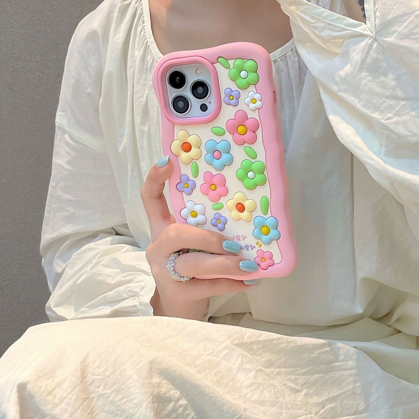 Colorful Flowers Silicone Cute Phone Case For iPhone 14