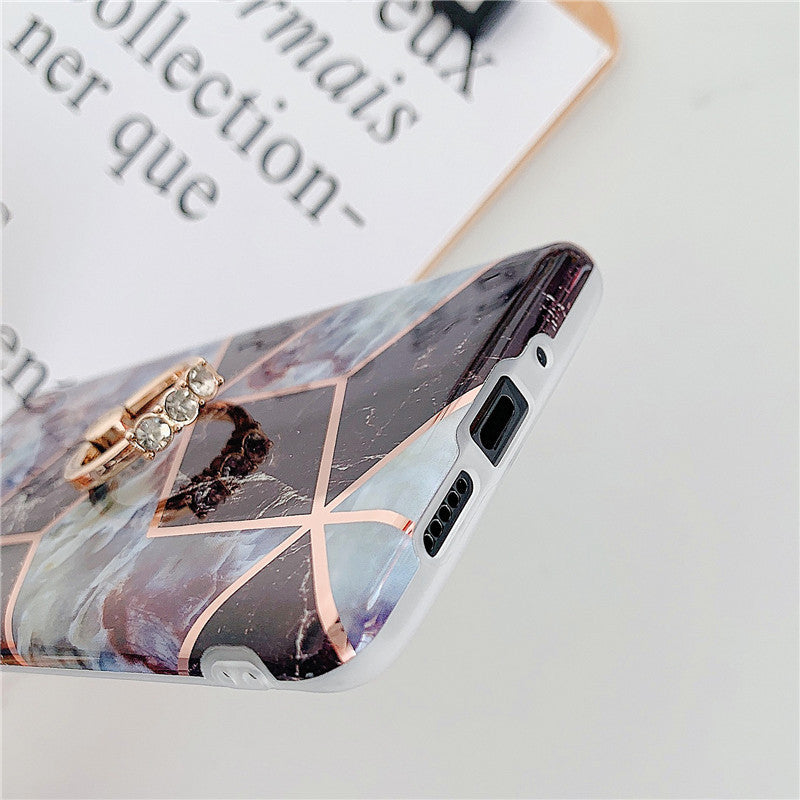 Electroplating mosaic marble ring phone case For Huawei P 40