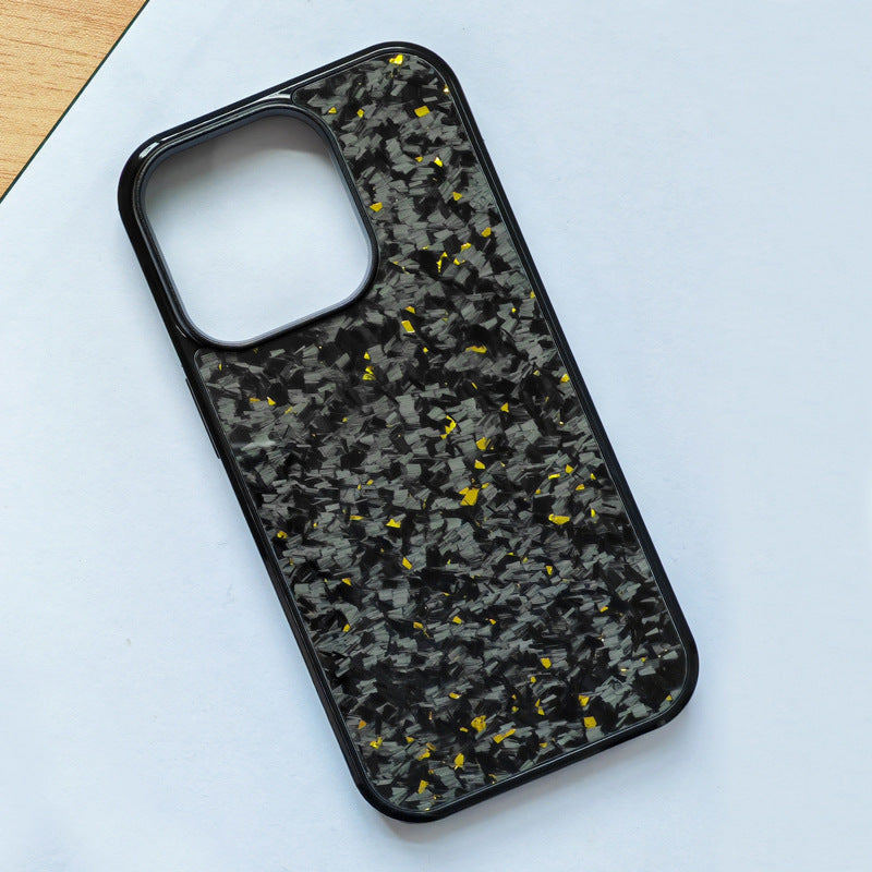 Gold Foil Carbon Fiber Forged Grain Phone Case For iPhone 16