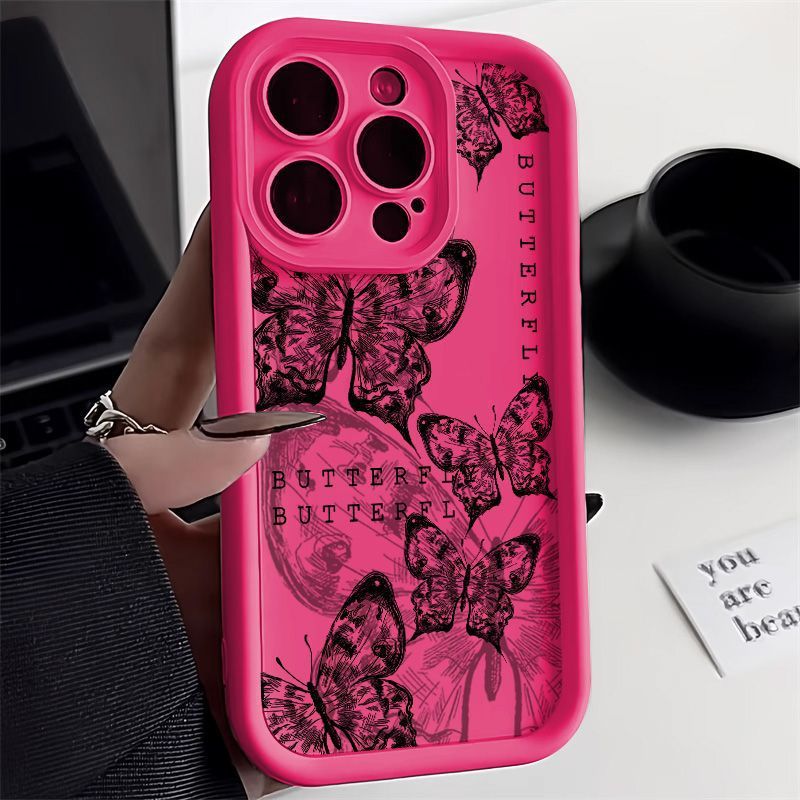 Retro Butterfly Print Drop-resistant Phone Case For iPhone 15