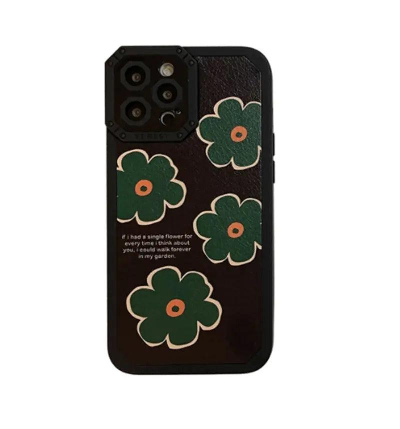 Retro Green Flower Checkerboard Lattice Phone Case Online Only