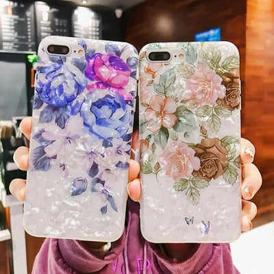 Compatible with Apple, Dream Shell Phone Case For iPhone X XS Max XR Rose Flower Back Cover Cases for iPhone 7 8 6 6s Plus Soft TPU Silicon Capa Online Only