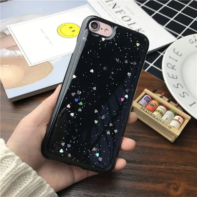 Star Heart Shape Glitter Phone Case Online Only