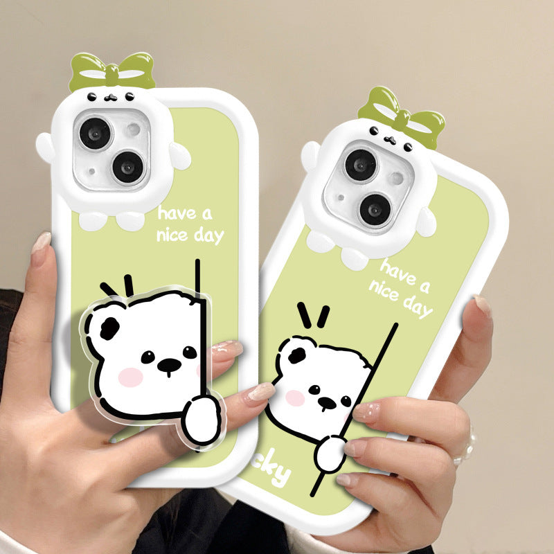 Cartoon Cute Bracket Dummy Dog Mobile Case For iPhone 14