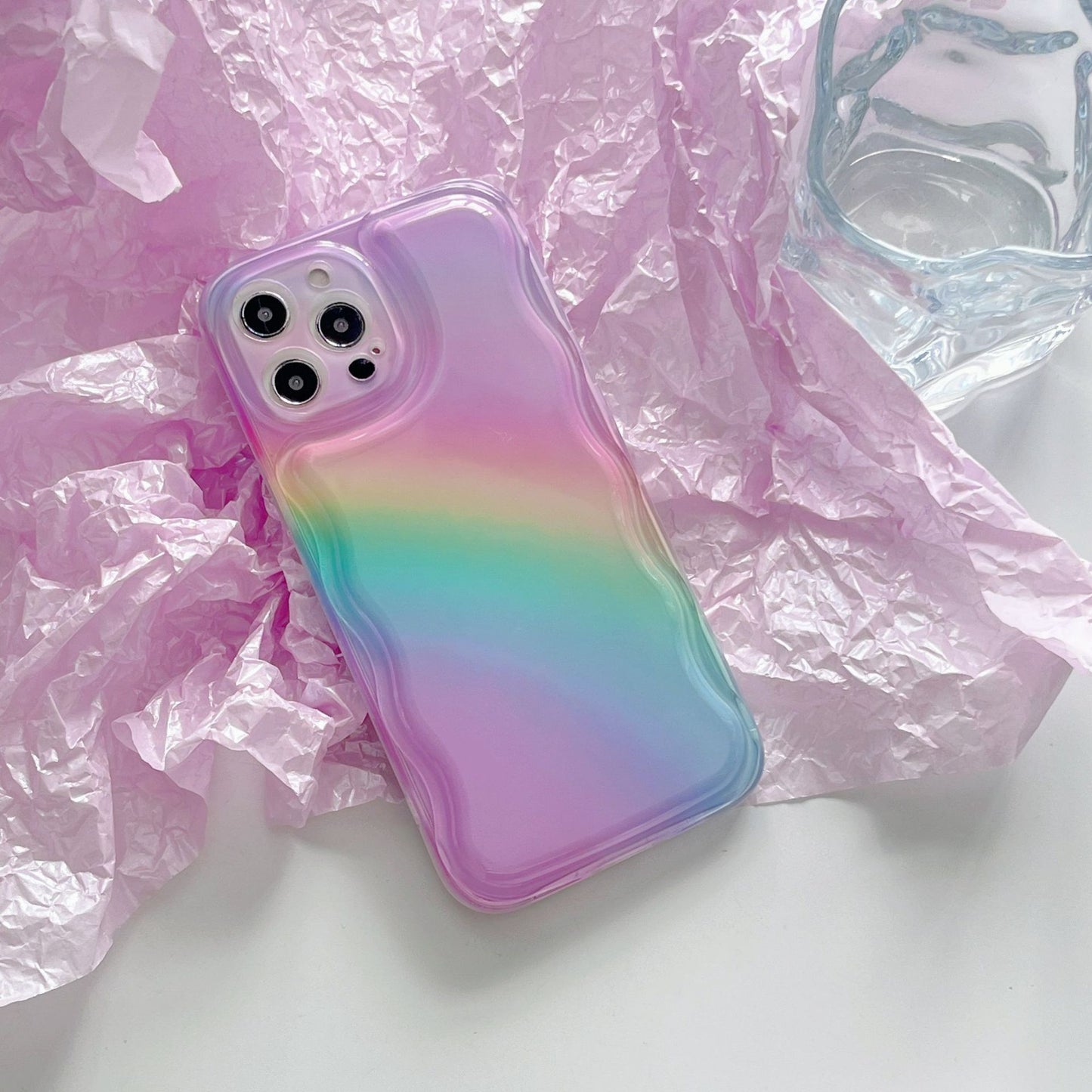 Transparent Rainbow Headset Drop Proof Phone Case For iPhone 14