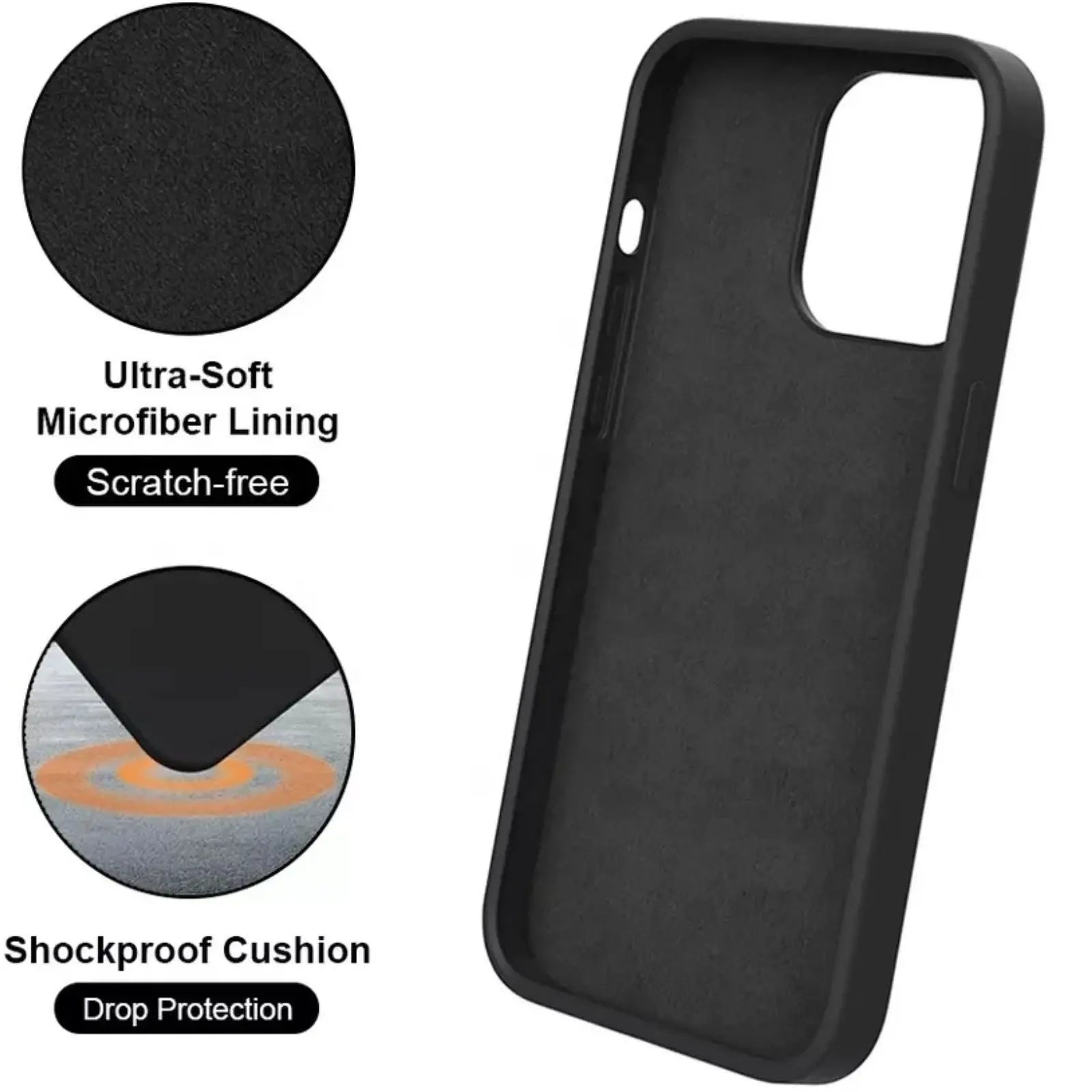 Liquid Silicone Case Cover for iPhone 15 Plus Black