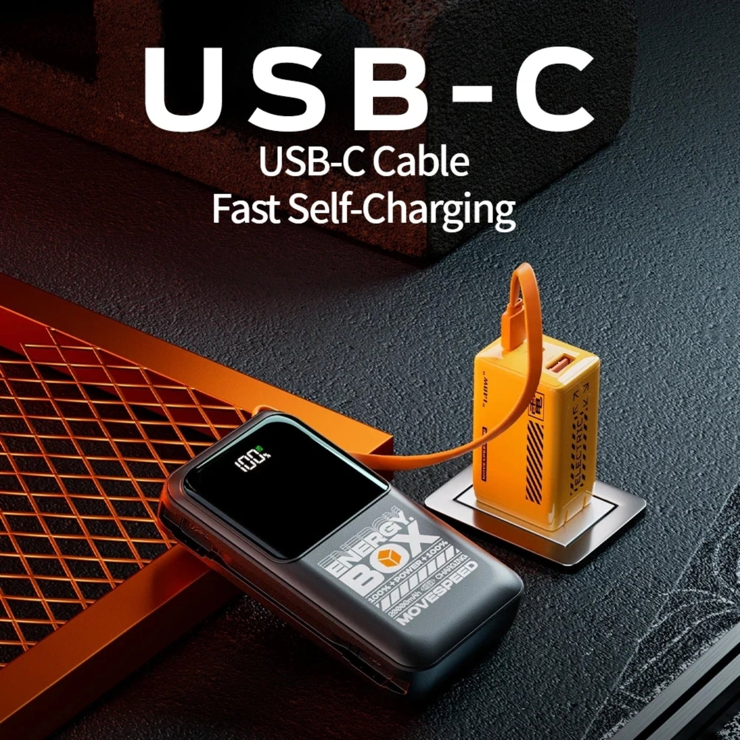 MOVE SPEED F20 Power Bank 20,000mAh USB-C Cable 22.5W Max Portable Fast Charging (YSPBF20) (CCC Certified)-White