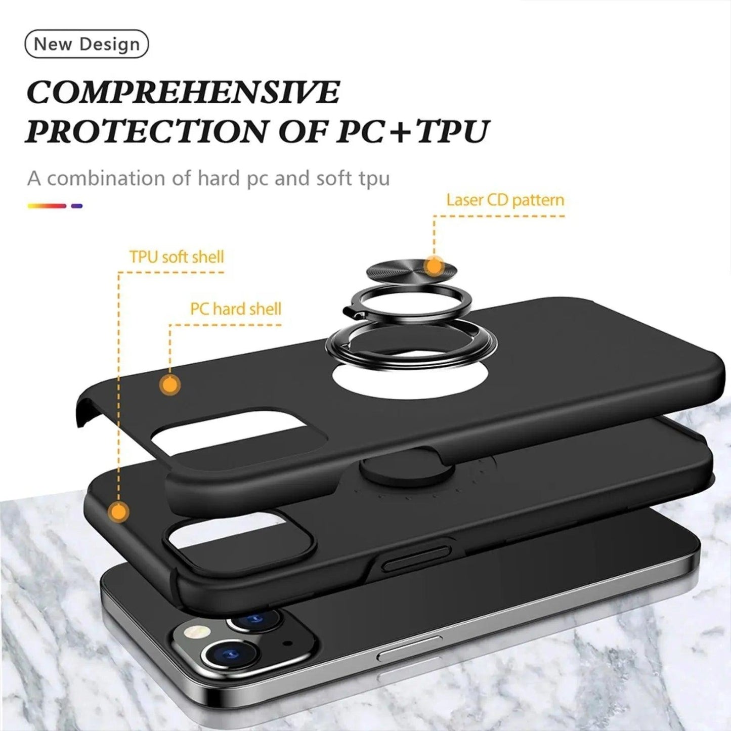 Magnetic Ring Holder Shockproof Cover Case For Iphone 14 Plus