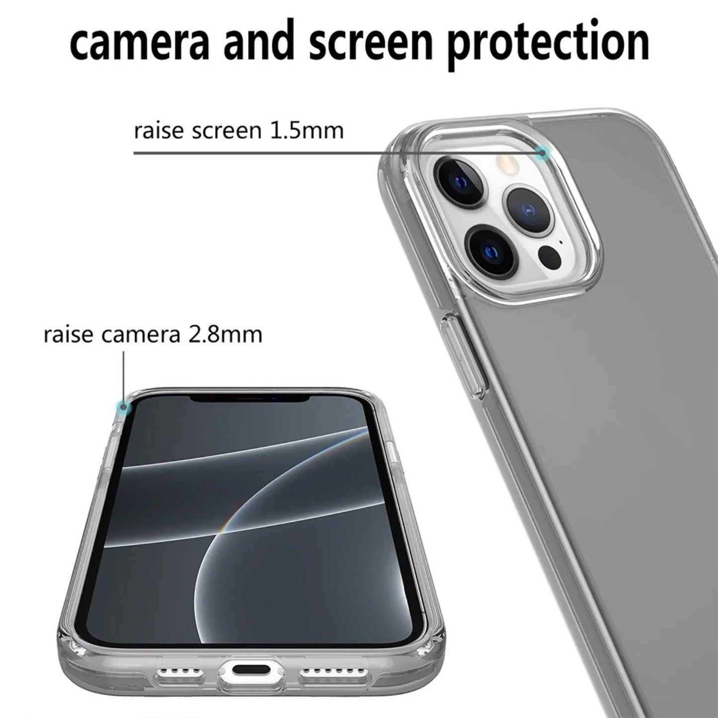 Ultimake Shockproof Case Cover for iPhone 15 Plus Black Clear