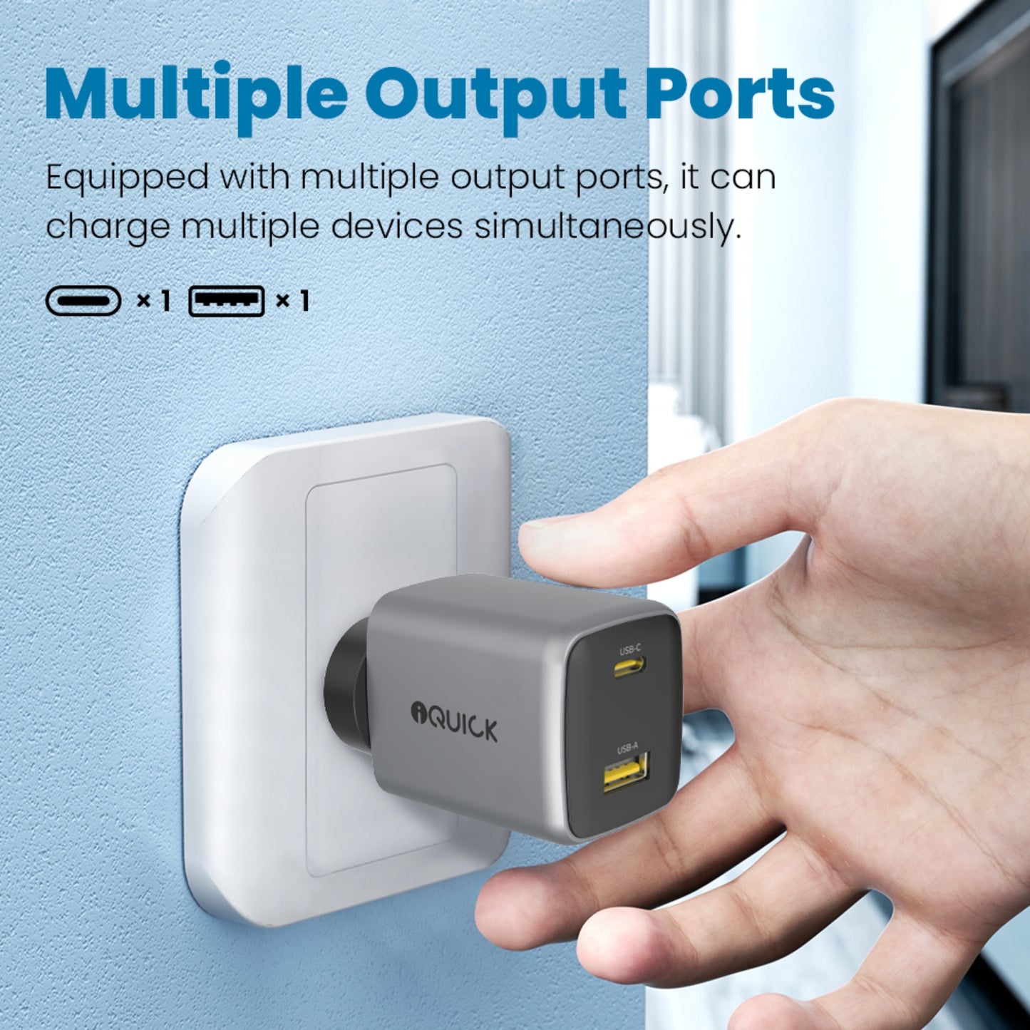 iQuick NANO ENERGY 2 45W PD3.0 USB-C and USB-A Ports Charging Adapter - MyMobile