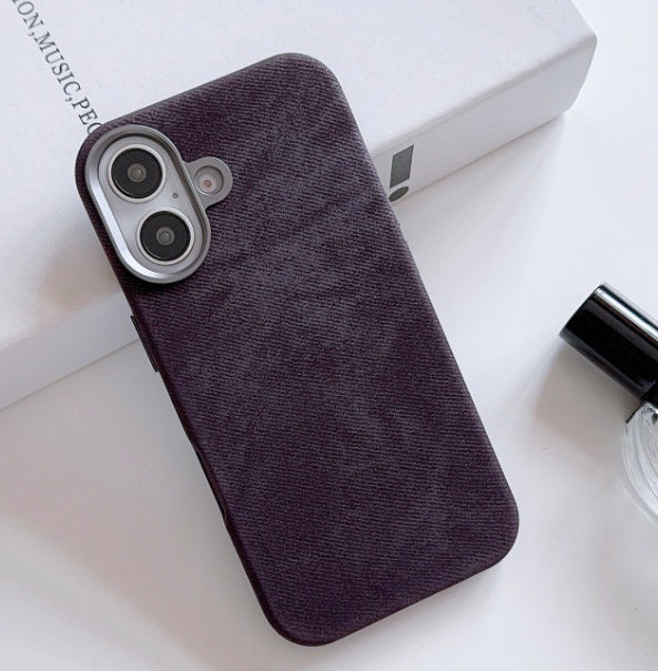 Flannel Magnetic Leather Phone Case For iPhone 16